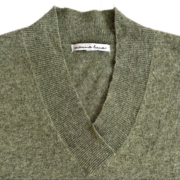 Marina Luna Angora Wool Blend V-Neck Sweater - Picture 4 of 13